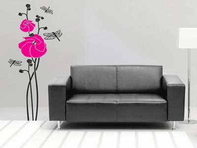 Living Room Wall Rose Decorating Ideas