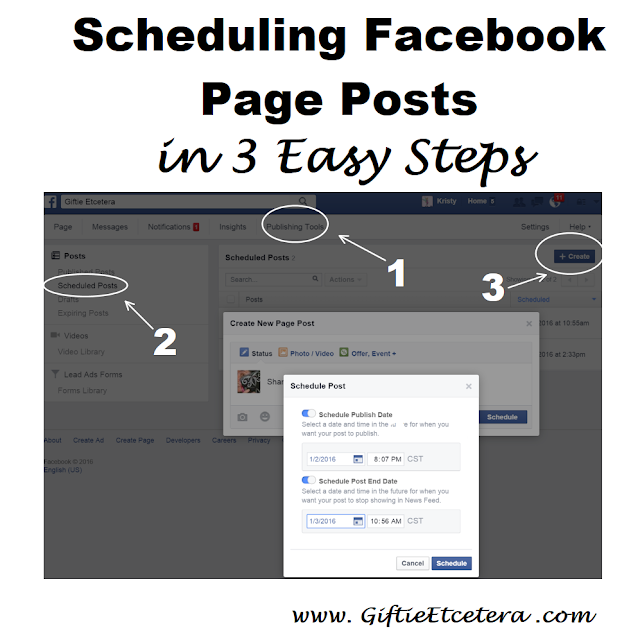 scheduling facebook; blogging and facebook; blog page on Facebook