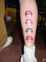 Mario mushrooms on back of calf