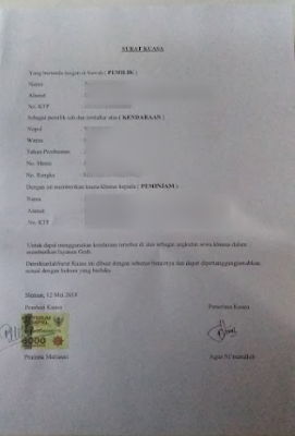 Contoh Surat Kuasa GrabBike