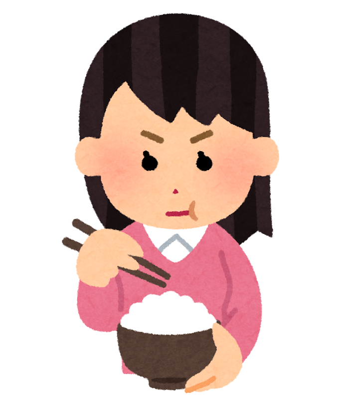 真剣にご飯を食べる人のイラスト 女性 かわいいフリー素材集 いらすとや