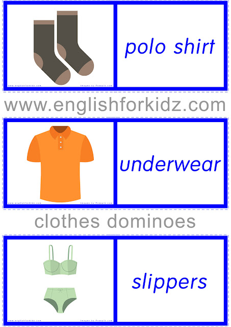 Printable clothes domino game
