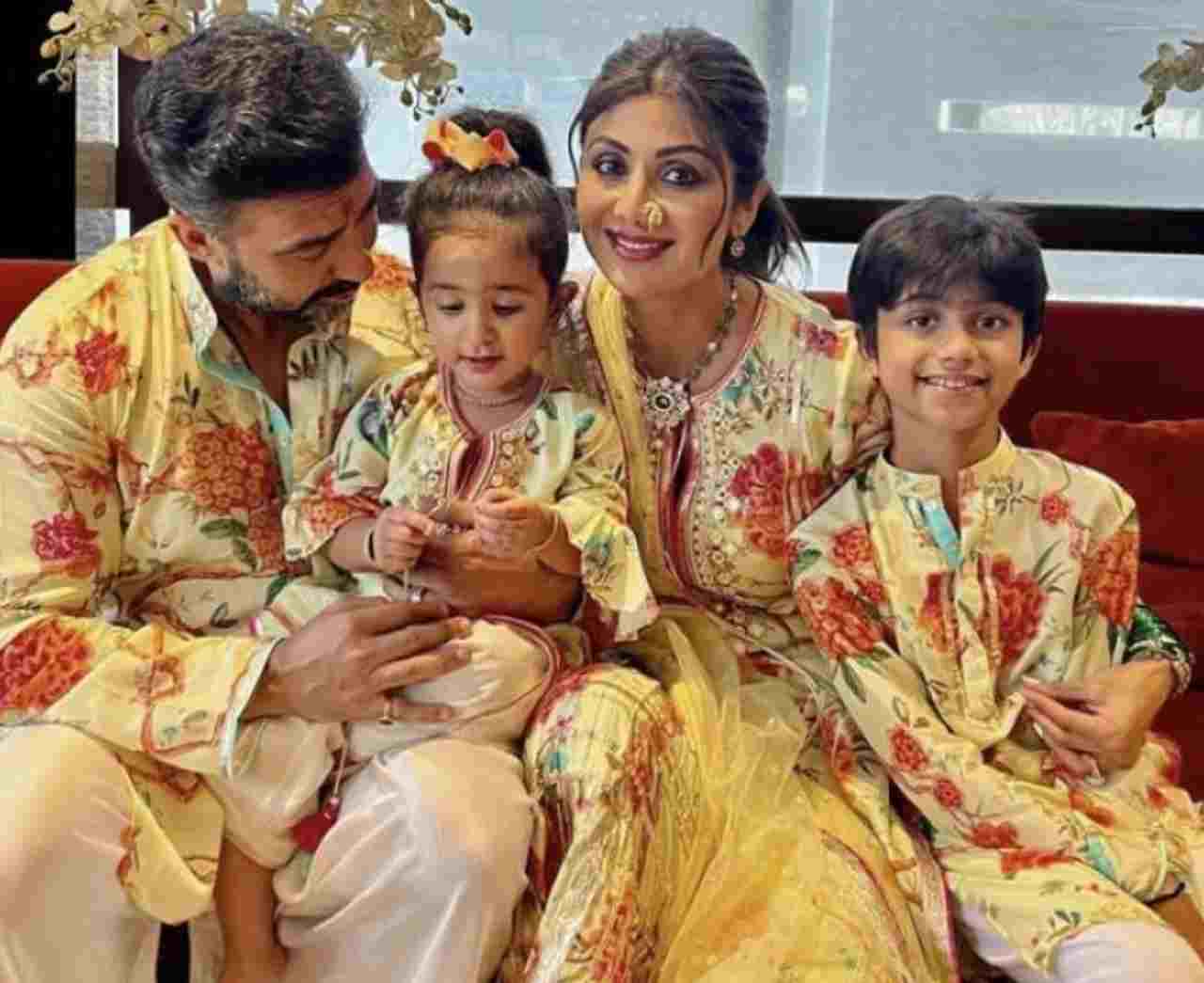 Shilpa Shetty shared a video presenting her kids, Viaan and Samisha doing cutesy rangoli for Diwali celebrations.