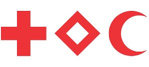 red cross, red cristal and red crescent emblems