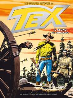 Le Grandi Storie di Tex 36 [Il segno di Cruzado] - 1 Settembre 2016 | CBR 215 dpi | Mensile | Fumetti | Universo Bonelli | Western
Numero volumi : 40
Le Grandi Storie di Tex è una collana di 40 eleganti e corposi volumi cartonati, a colori, sulle cui pagine rivivono gli episodi fondamentali, i capolavori indiscussi della serie. A fare da filo conduttore di ciascun libro troveremo i personaggi più importanti (a partire dallo stesso Tex, sul cui passato si concentra il tomo d'esordio della collana, dal titolo «Tex, la leggenda»), i comprimari, i nemici, gli eventi drammatici, i «filoni» avventurosi che hanno visto protagonista il nostro eroe, al fianco dei tre fedeli pards.
Insomma, questa collana concede l’opportunità di scoprire (o riscoprire) i momenti-chiave che hanno trasformato Tex in una leggenda!
Le Grandi Storie di Tex, settimanale, foliazione variabile (tra le 340 e le 390 pagine), cartonato e a colori, è completato da un nuovo apparato critico, firmato da Luca Raffaelli, che racconta la storia del fumetto del dopoguerra.