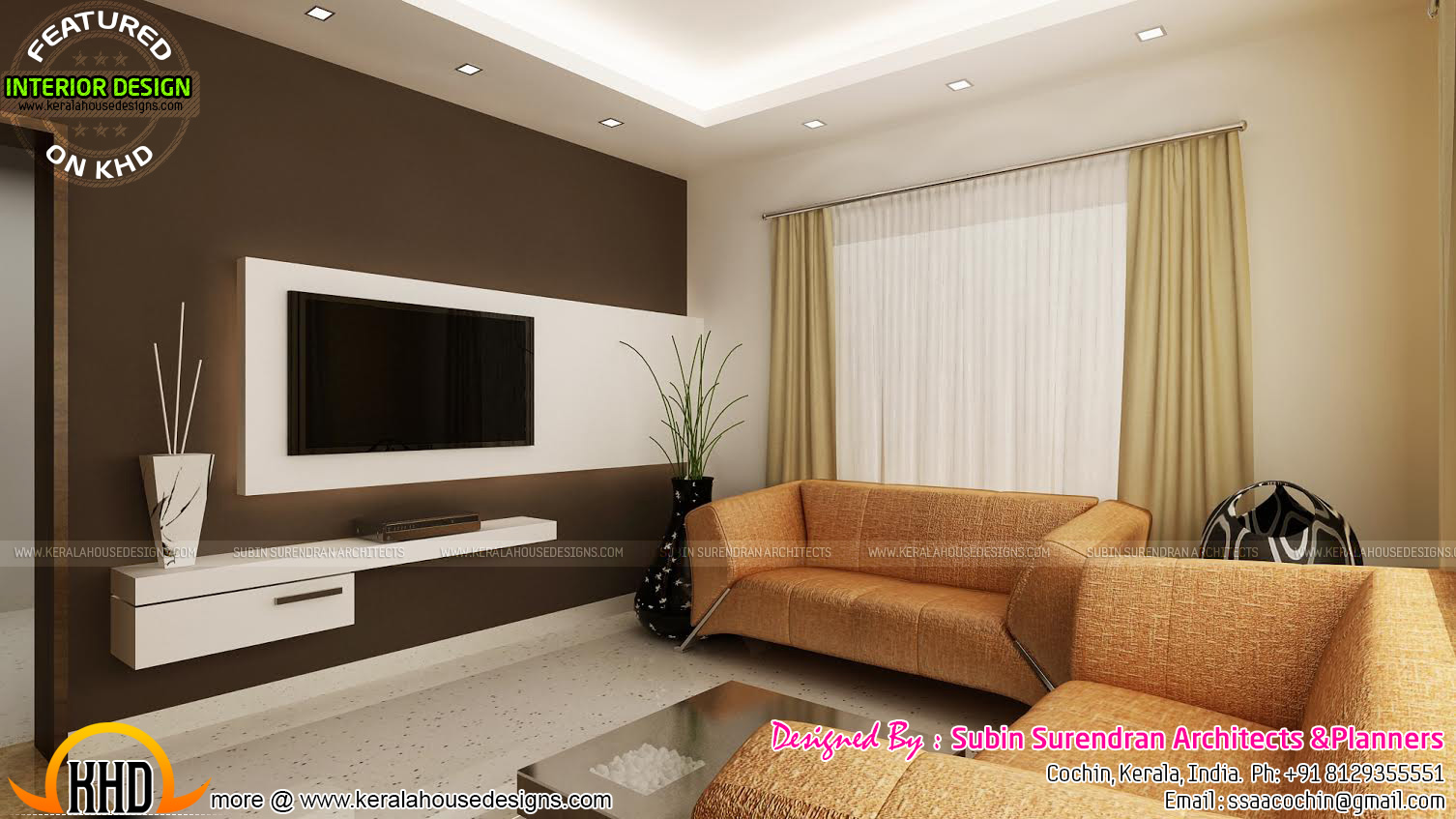 Living rooms, modern kitchen interiors in Kerala - Kerala home ...  ... Kerala interior design : Living room ...