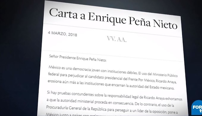 Intelectuales mandan una carta a Peña Nieto con relación a Ricardo Anaya