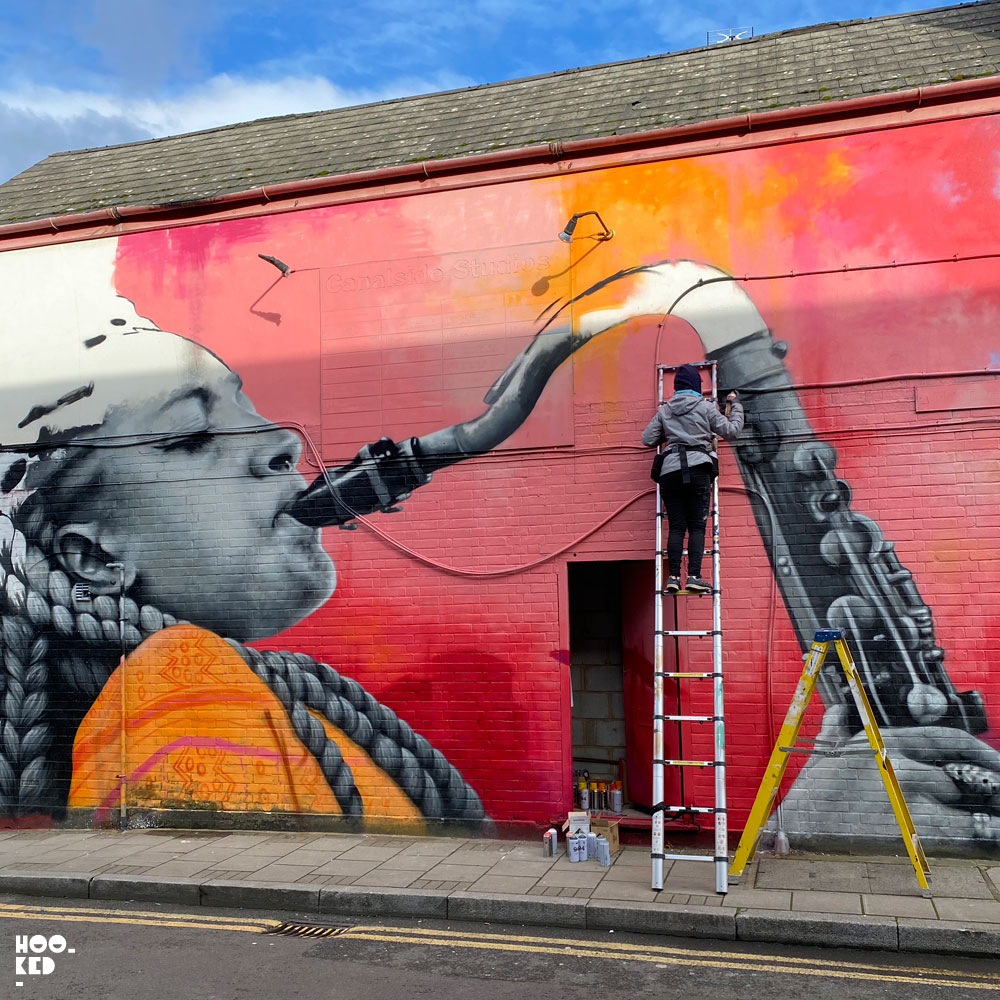 Work In progress by French street artist Zabou in Haggerston London