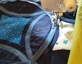 Adding bias tape circles to the Moonrise quilt by Slice of Pi Quilts