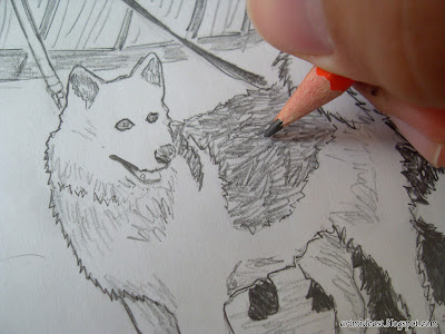 sketching shading techniques dog fur pencil linework