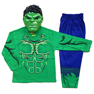 Baju Anak Kostum Topeng Superhero Hulk