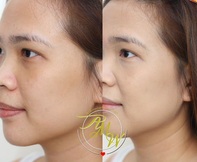 a before and after photo of L'Oreal True Match Genius 4-in-1 Primer Foundation Concealer Powder in shade G1 Gold Ivory.