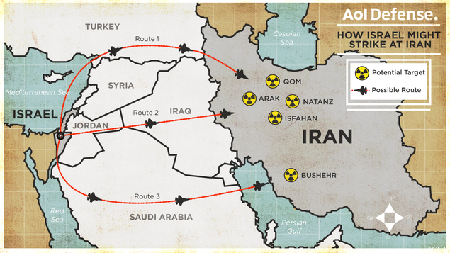 la proxima guerra mapa posibles rutas israel ataque a iran jordania irak turquia arabia saudita