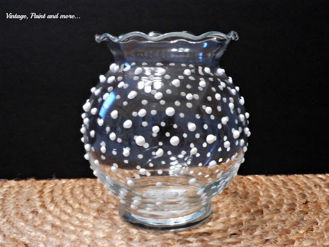 Vintage, Paint and more... using puffy paint to make dots for DIY hobnail glass