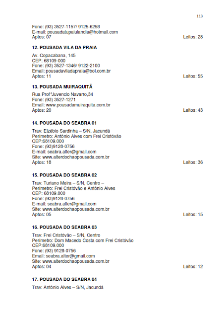 INVENTÁRIO DA OFERTA E INFRAESTRUTURA TURÍSTICA DE SANTARÉM – Pará – Amazônia – Brasil / ANO BASE 2013  -  II. SERVIÇOS E EQUIPAMENTOS TURÍSTICOS