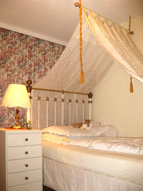 brass bed with canopy