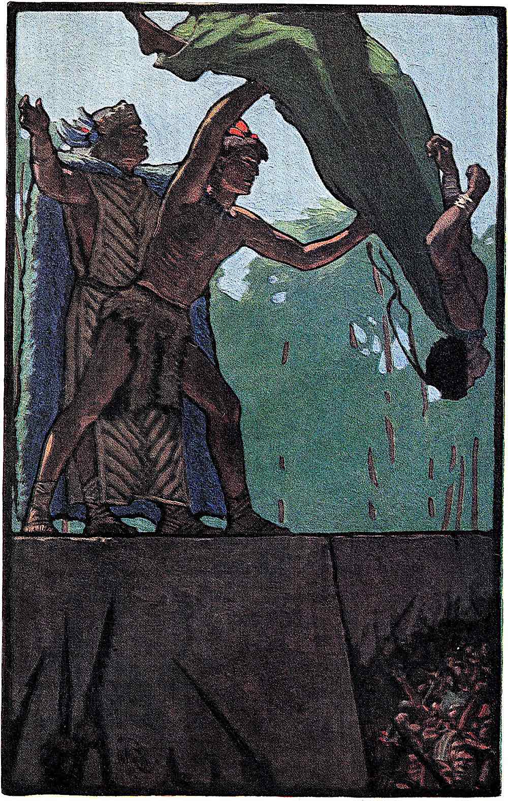 a Maynard Dixon illustration 1906, human sacrifice religion