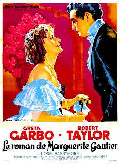 LE ROMAN DE MARGUERITE GAUTIER. Cartel: 120 x 160 cms. Francia. Arte: Roger Soubie. MARGARITA GAUTIER. Camille. 1936. Estados Unidos. Dirección: George Cukor. Reparto: Greta Garbo, Robert Taylor, Lionel Barrymore, Elizabeth Allan, Jessie Ralph, Henry Daniell, Lenore Ulric, Laura Hope Crews.