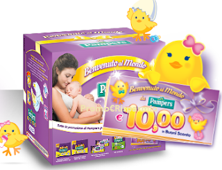 Logo Amazon : kit di Benvenuto Pampers + 10 euro in buoni sconto