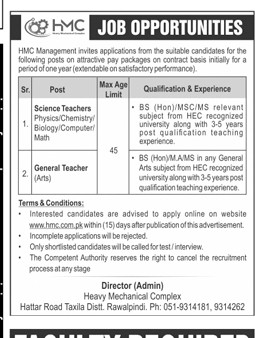 Teacher Jobs In Rawalpindi [HMC Jobs 2023]