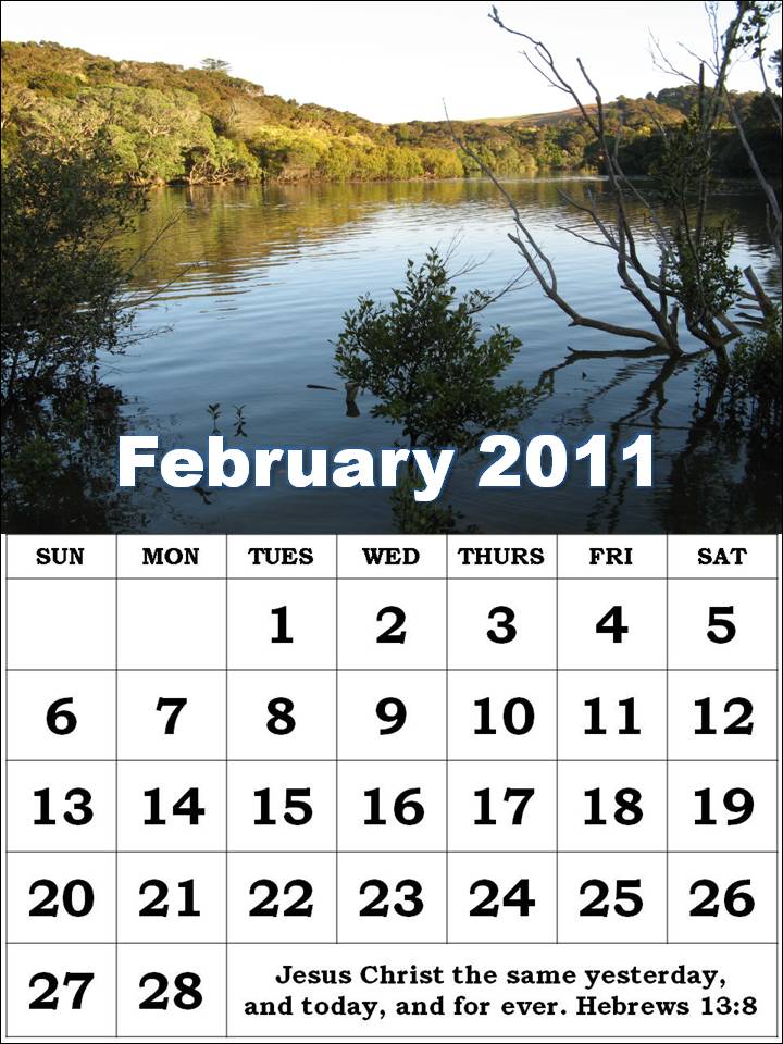 february calendars 2011. Christian February 2011