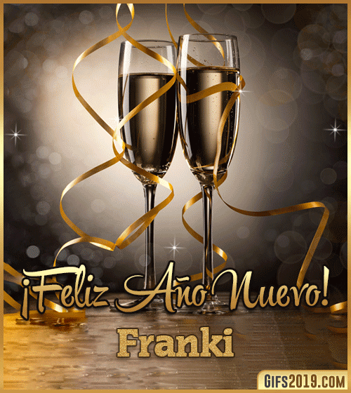 Gif de champagne feliz año nuevo franki