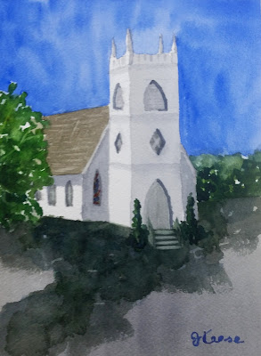 Plein Air Watercolor Church