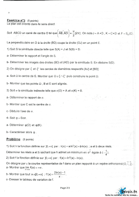 devoir de synthèse 2 math bac Math