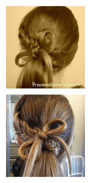 Image of Fishtail braid with a bow hairstyle