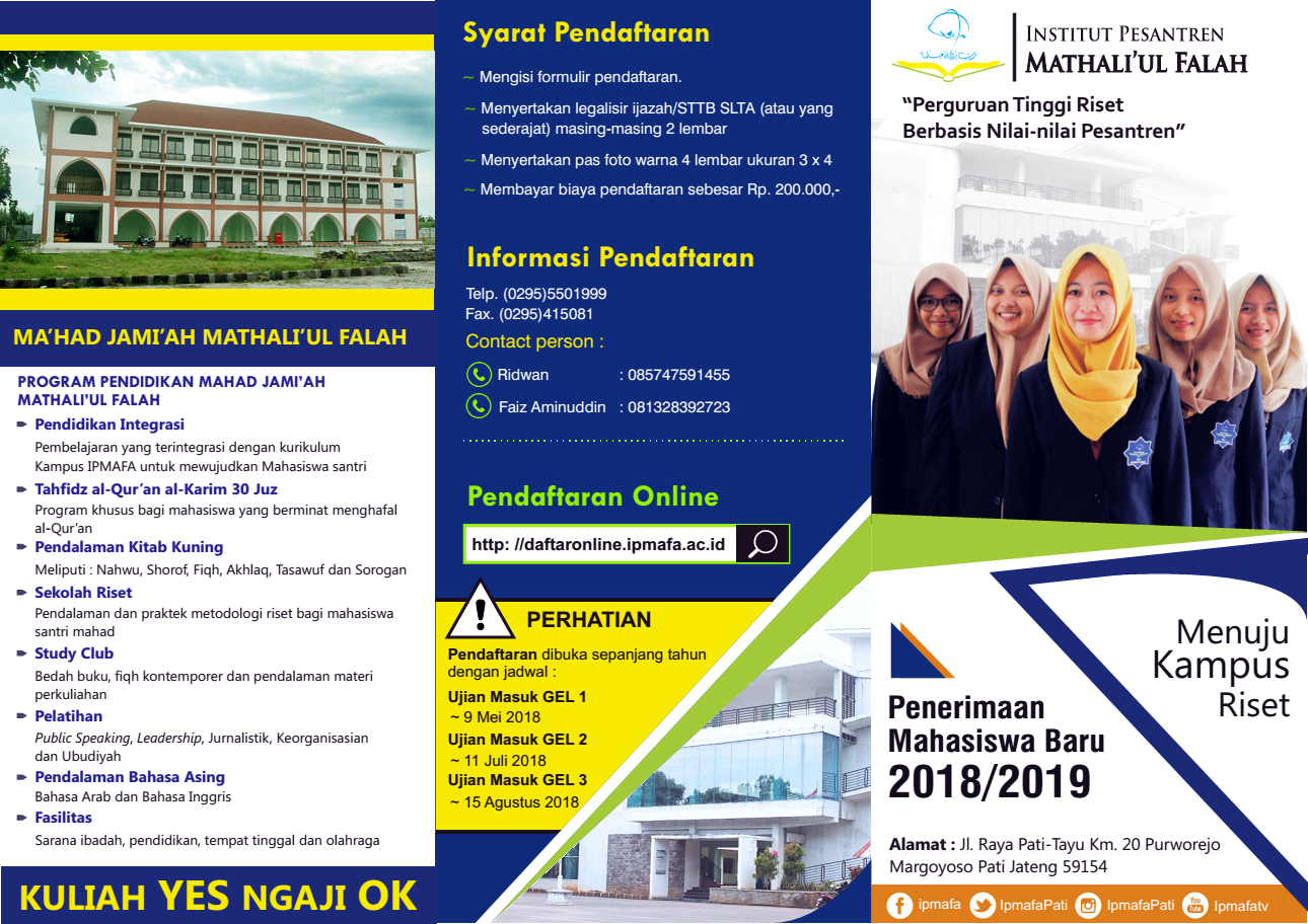 Informasi Penerimaan Mahasiswa Baru IPMAFA Tahun 2018 