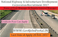 National Highways and Infrastructure Development Corporation Recruitment 2017 –Deputy General Manager & Manager