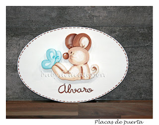 placa de puerta infantil ratón con mariposa babydelicatessen