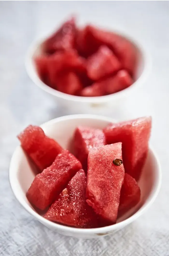 Bowls of watermelon chunks