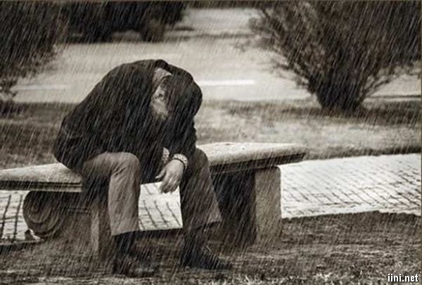 ảnh người đàn ông khóc trong mưa