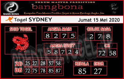 Prediksi Bang Bona Sidney Jumat 15 Mei 2020