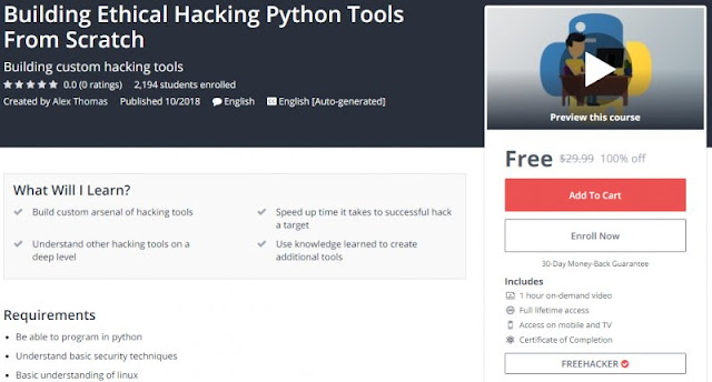 [100% Off] Building Ethical Hacking Python Tools From Scratch| Worth 29,99$ 