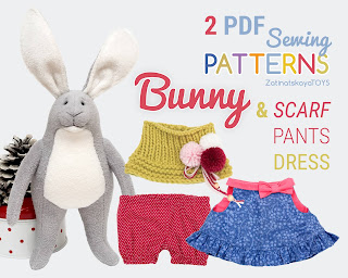 Easter bunny and clothes 2 sewing patterns PDF