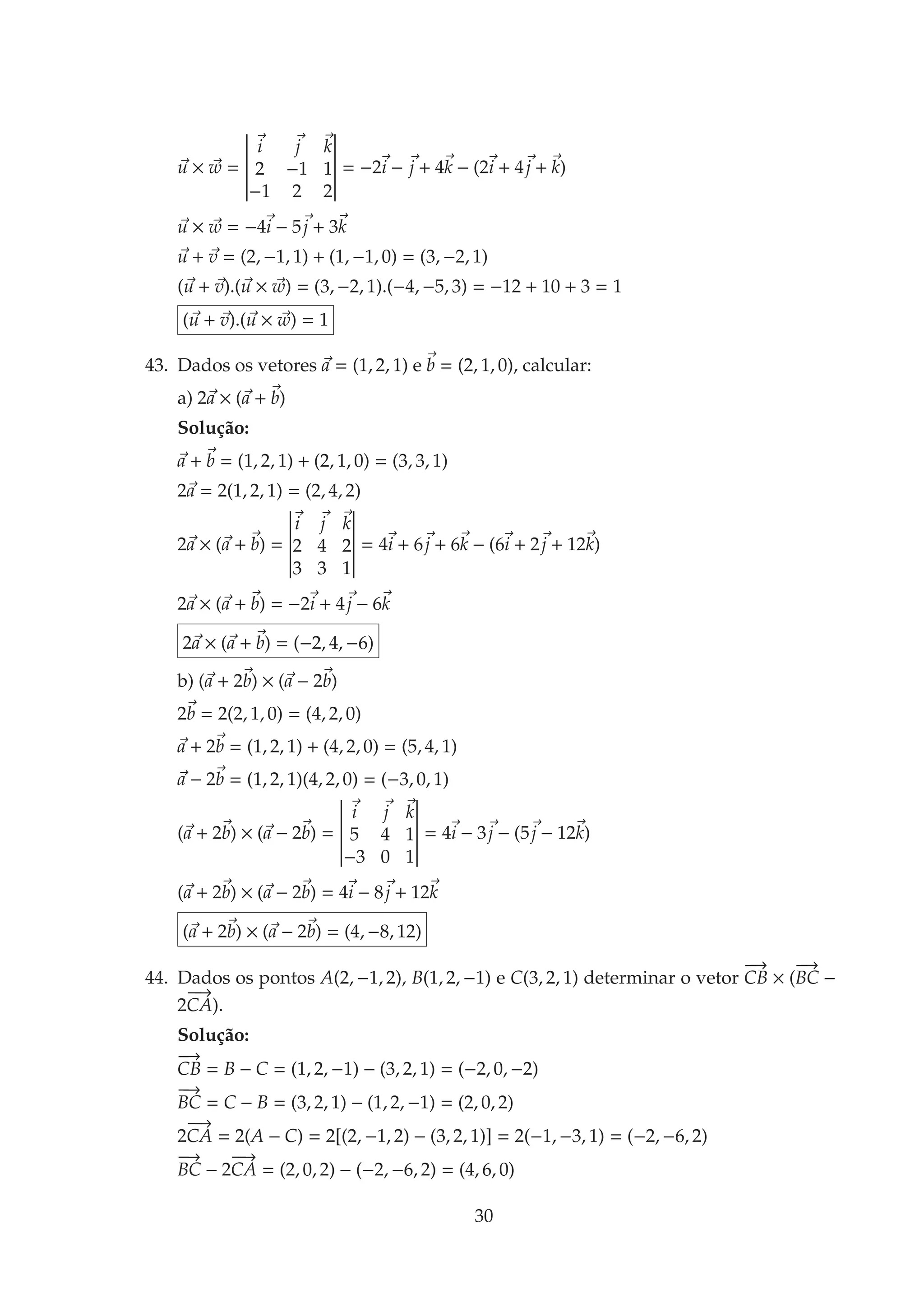 Geometria Analítica exercícios resolvidos