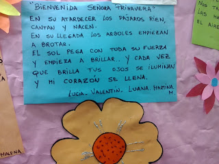 Se muestra un poema realizado por Valentín, Lucía, Luana