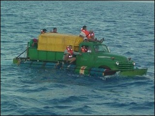 Cuban Car Floating in the Ocean