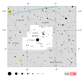 IAU: Карта на съзвездието Малко куче | Canis Minor