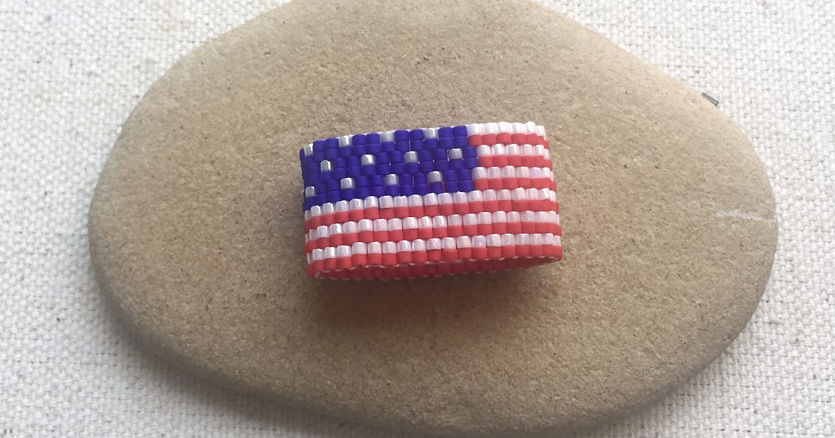 Free American Flag Beaded Peyote Ring Pattern