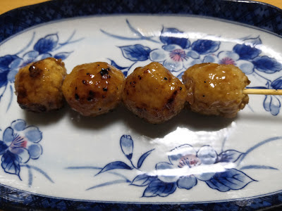 Yakitori(Tsukune means meat ball) on the plate