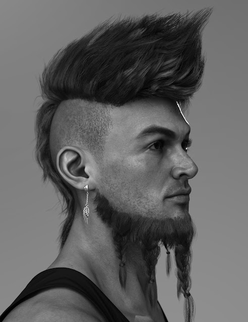 Wildfire Mohawk and Beard for Genesis Figures