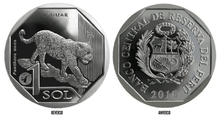 moneda jaguar, serie fauna silvestre amenazada del peru