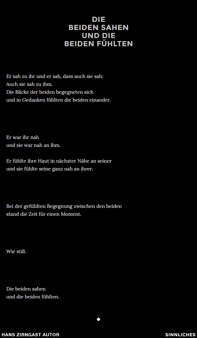 Hans Zirngast Autor - Sinnliches-Texte - Die beiden sahen und die beiden fühlten