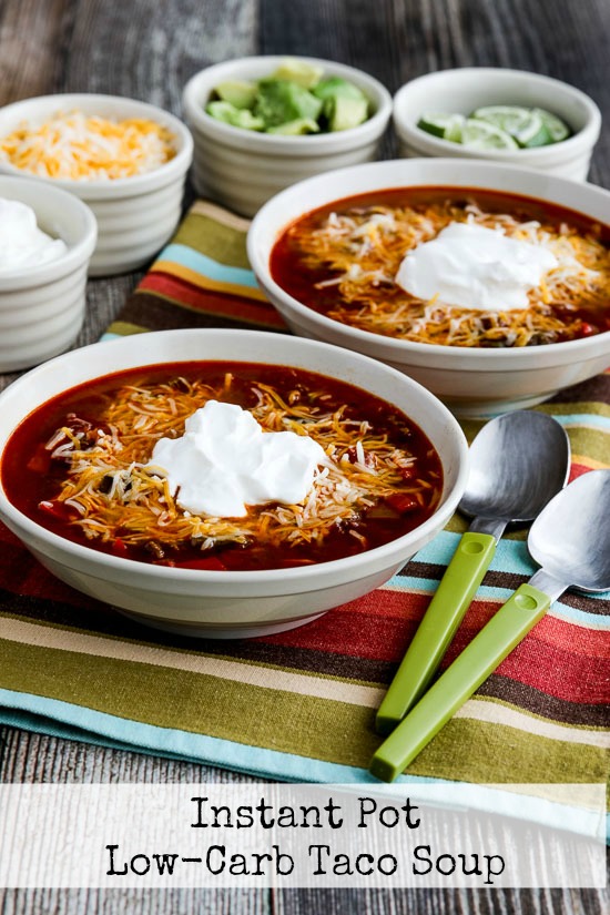 Instant Pot (or Stovetop) Low-Carb Taco Soup found on KalynsKitchen.com