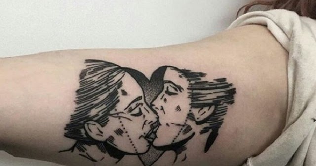 Gambar Tato Ciuman Romantis Terbaru Paling Keren | Couple Tattoo 3D