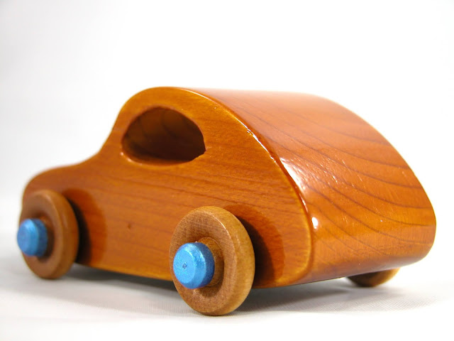 Handmade Wood Toy Car Based on the Classic 1957 Bug from the Play Pal Series