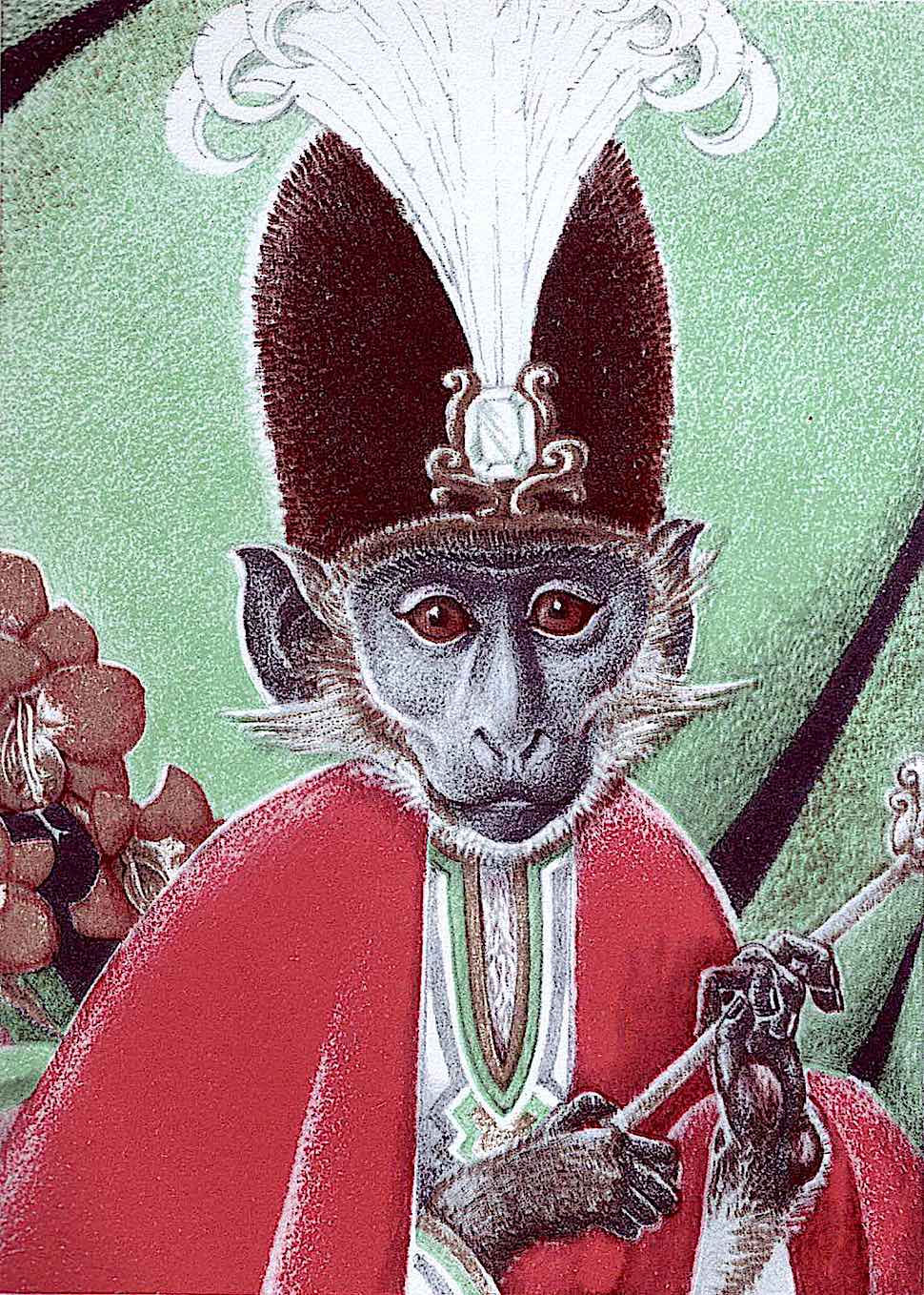 a Dorothy Lathrop illustration of a monkey in a royal costume